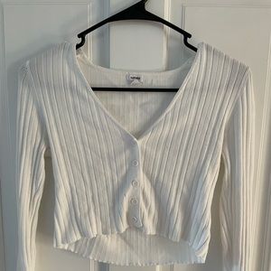 Garage white long sleeve cardigan/ long sleeve crop top.
